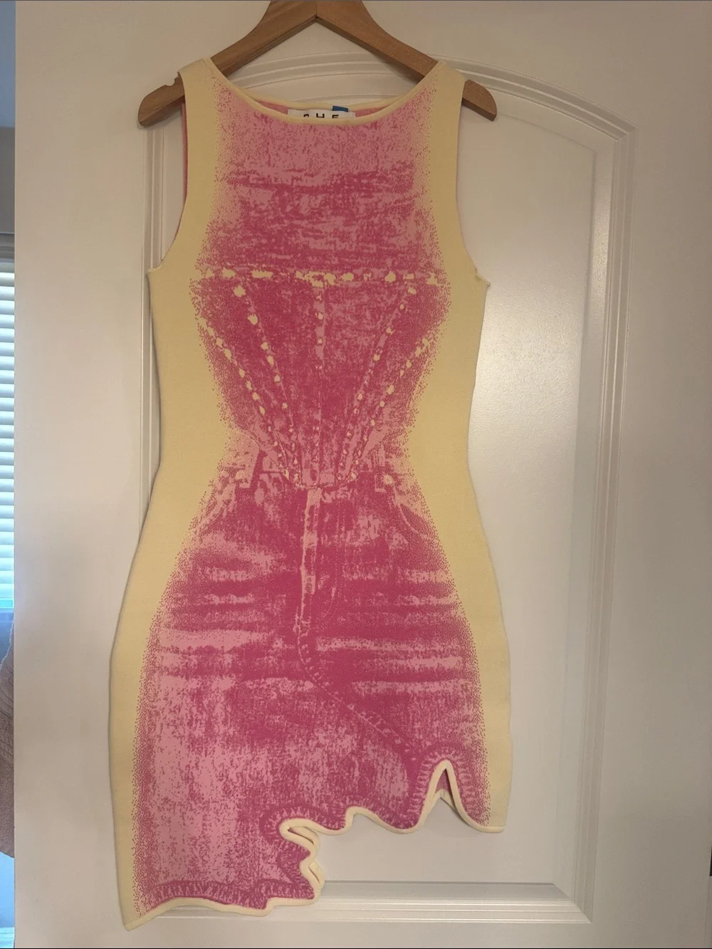 PH5 Pink and Cream Asymmetrical Bodycon Dress - Picture 4 of 4